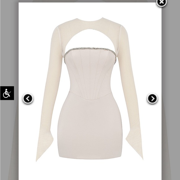 Mistress Rocks Cream Crystallised Mini Dress - Picture 3 of 8